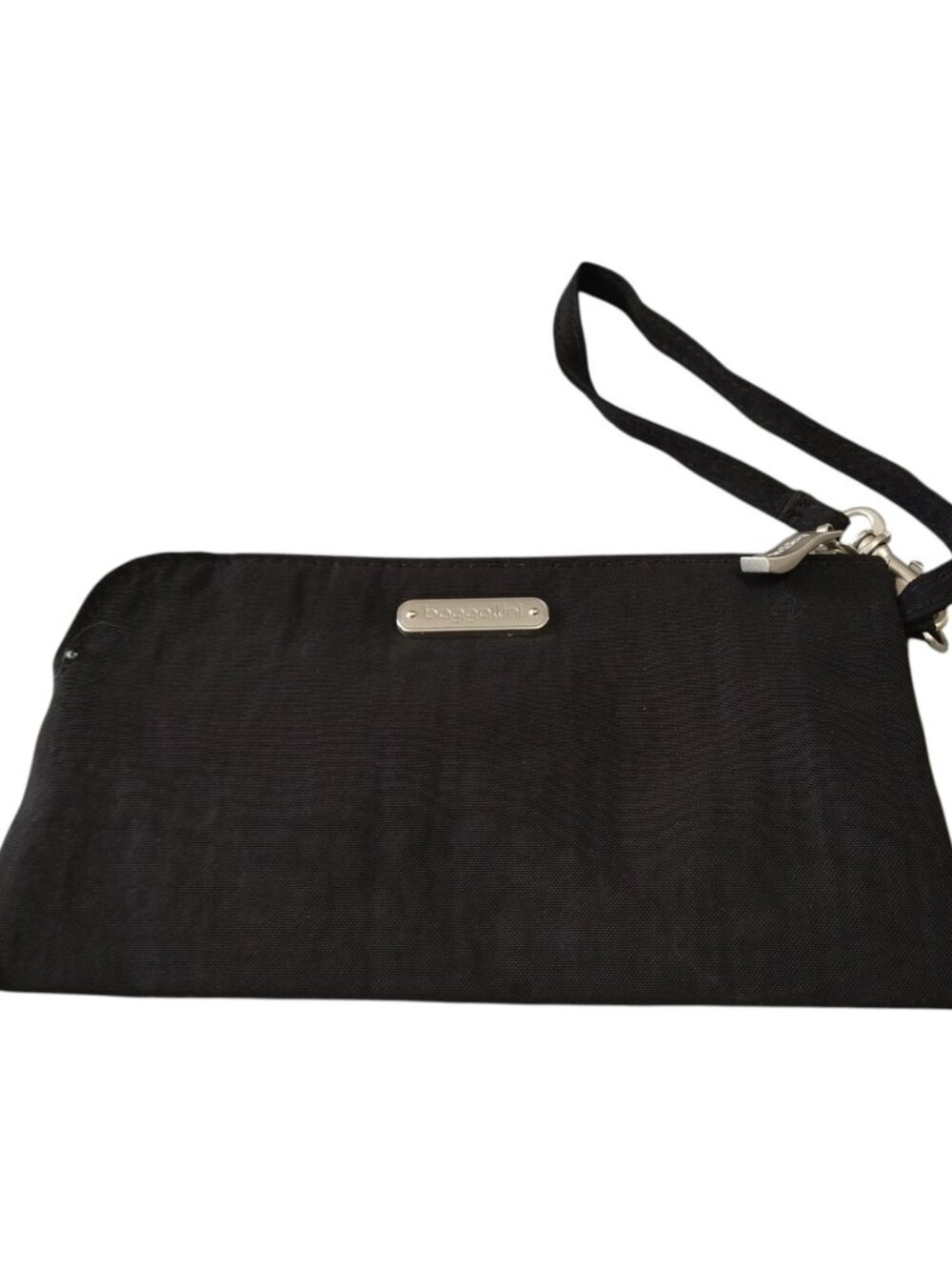 BAGGALLINI Black Wristlet Pouch RFID Blocking Logo Zip Up Travel Casual Vacation